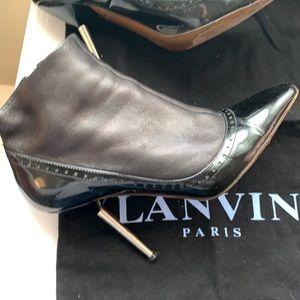 Black patent/leather steel heeled Lanvin booties